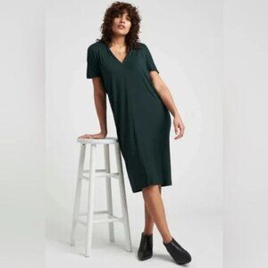 Universal Standard Teresa Liquid Jersey V-Neck T-Shirt Midi Dress Forest Green M